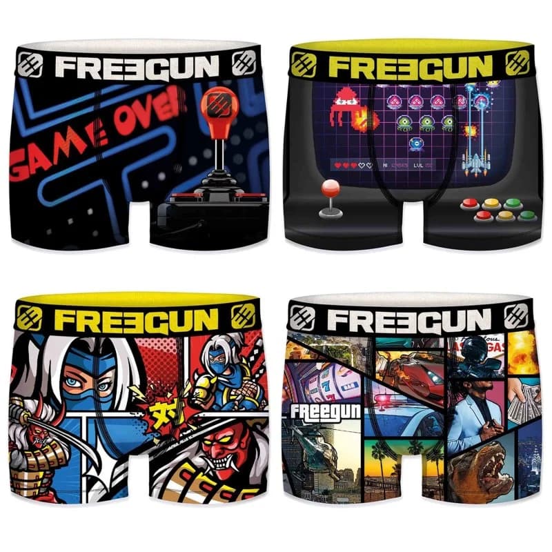 Freegun - Lot de 4 Boxers Garçon Sport & Life Noir 8-10 ans