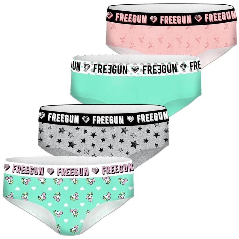 Freegun - Lot de 4 Boxers - Culottes Fille en Coton 10-12 ans Turquoise