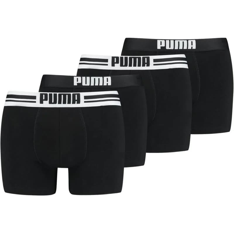 PUMA - Pack de 4 Boxers Homme Coton Placed Logo S Noir