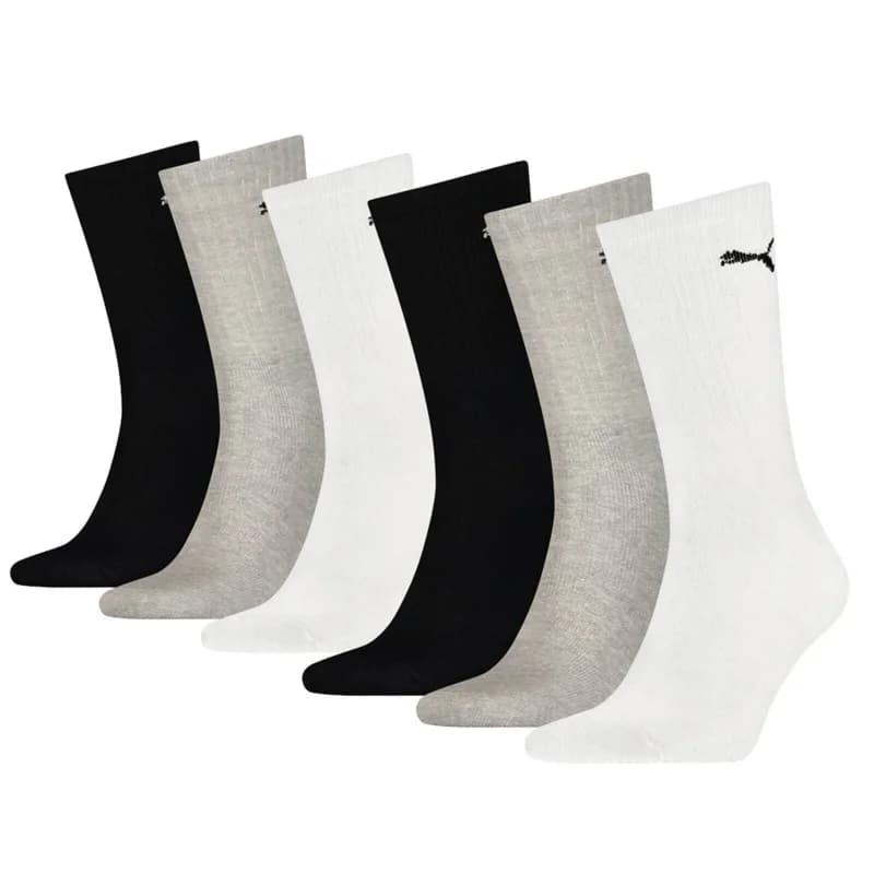 PUMA - Pack de 6 Paires de Chaussettes Sport Crew Noir/ Gris/ Blanc 47-49