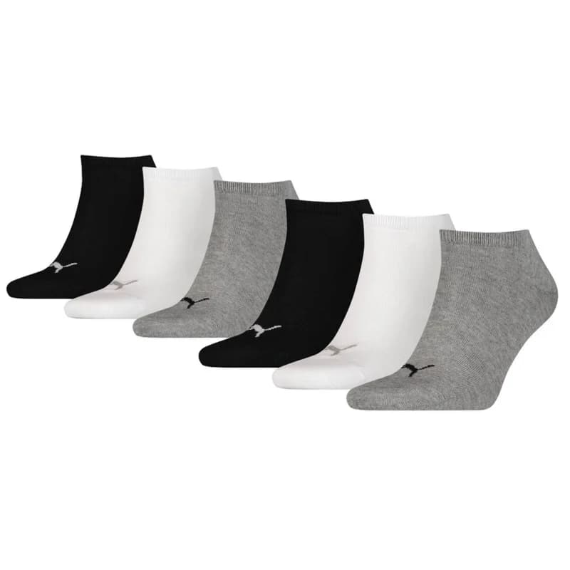 PUMA - Pack de 6 Paires de Chaussettes Sneaker Noir/ Gris/ Blanc 47-49