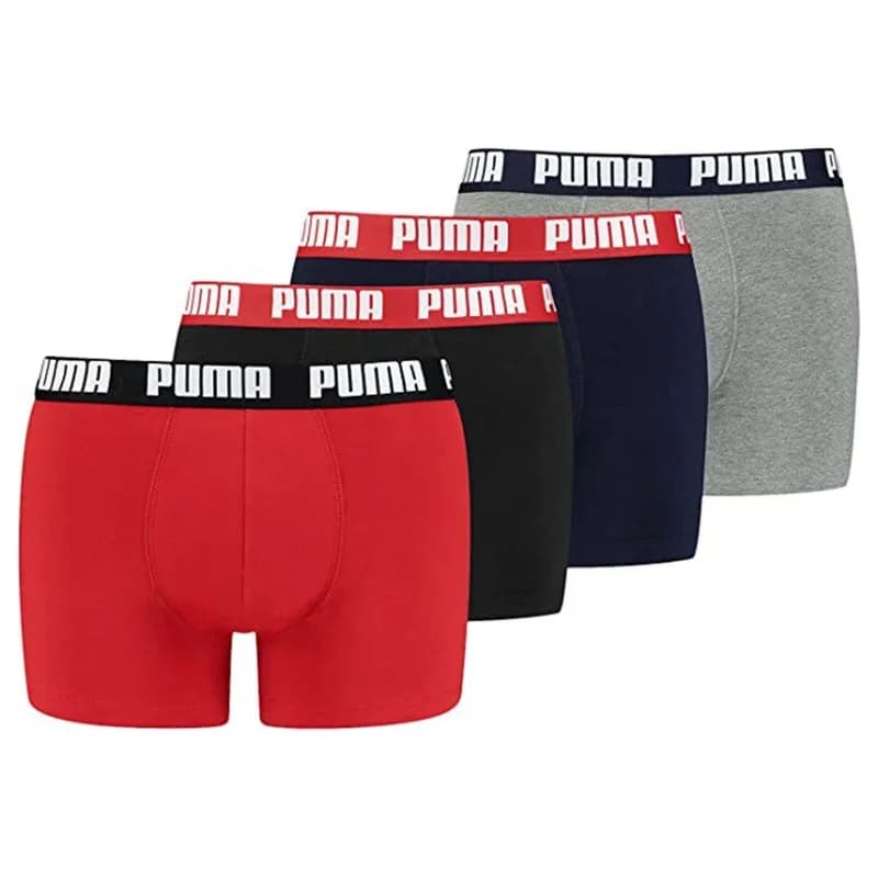 PUMA - Pack de 4 Boxers Homme Coton BASIC M Red Combo
