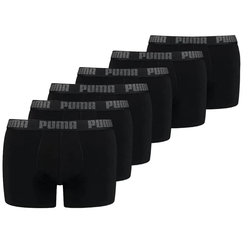 PUMA - Pack de 6 Boxers Homme Coton BASIC S Noir/Noir/Noir
