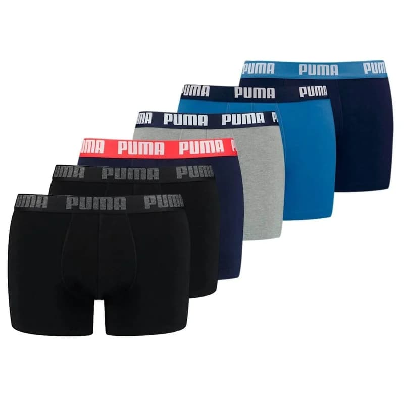 PUMA - Pack de 6 Boxers Homme Coton BASIC XXL Bleu / Noir