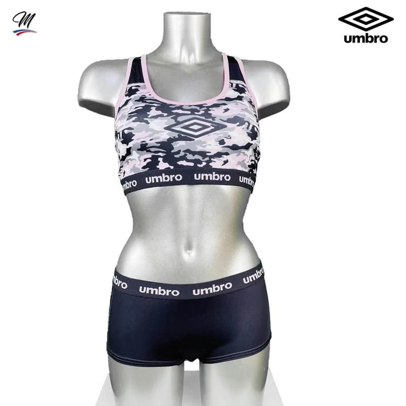 Umbro - Ensemble Brassière Boxer de Sport Microfibre "Camouflage" M Rose