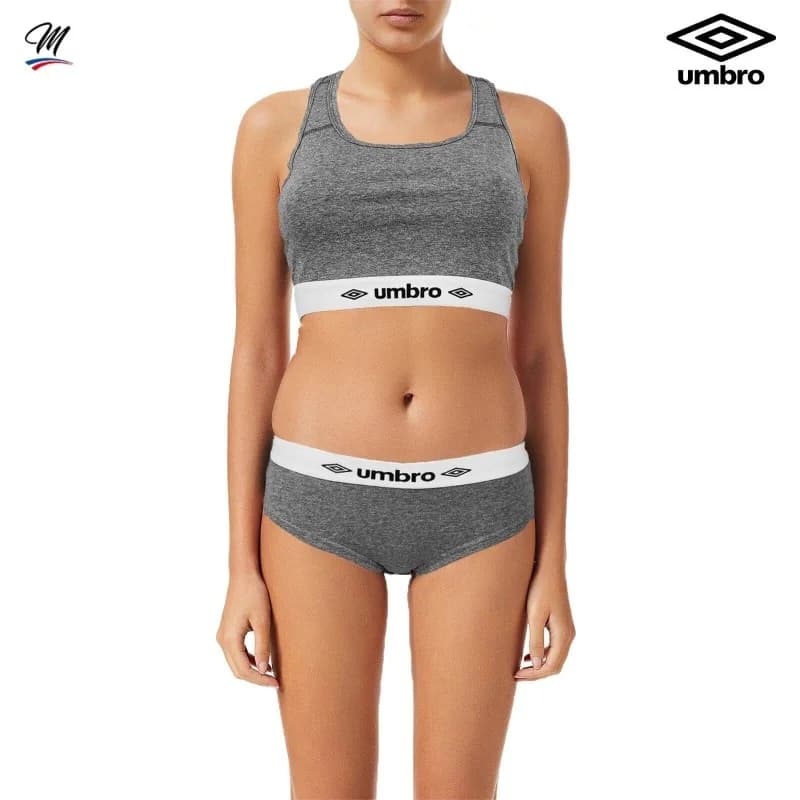 Umbro - Ensemble Brassière Boxer en Coton XL Gris