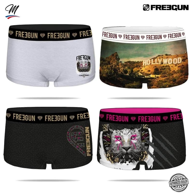 Freegun - Lot de 4 Shorties Fille Panther Holly Noir 6-8 ans