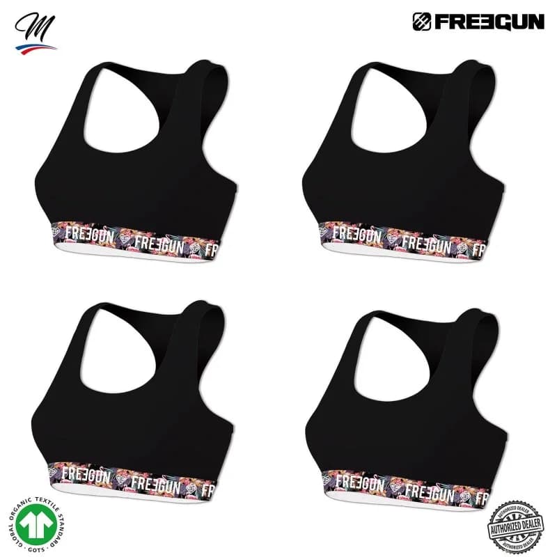 Freegun - Lot de 4 Brassières Fille en Coton Bio Noir 8-10 ans