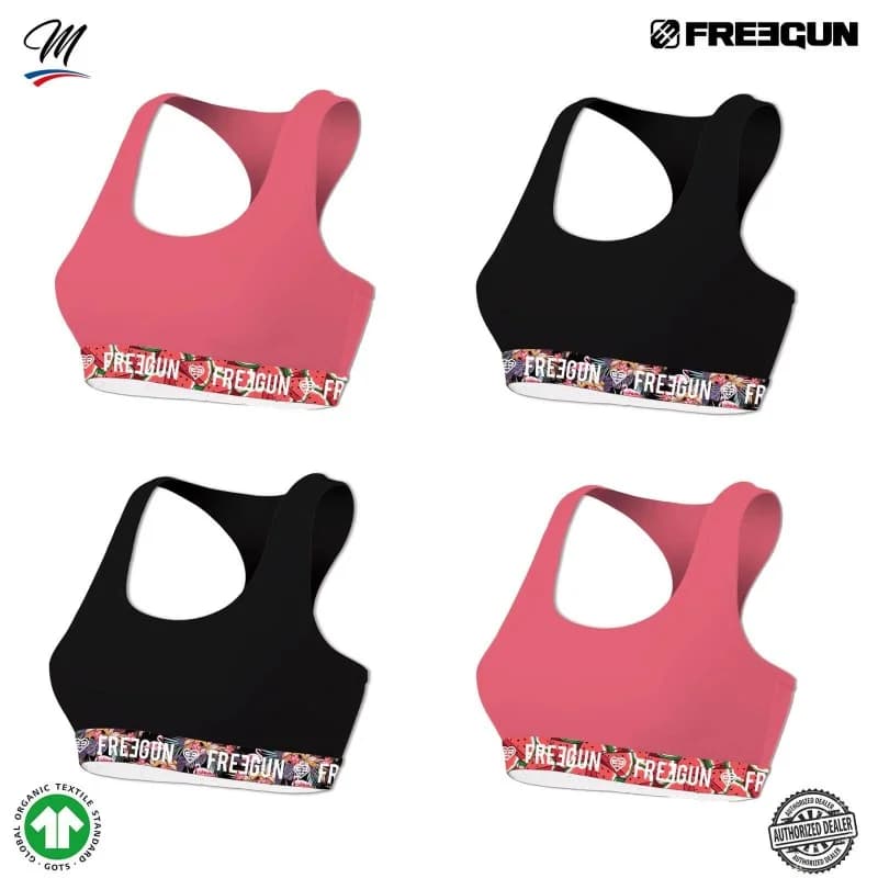 Freegun - Lot de 4 Brassières Fille en Coton Bio 10-12 ans Noir/Rose