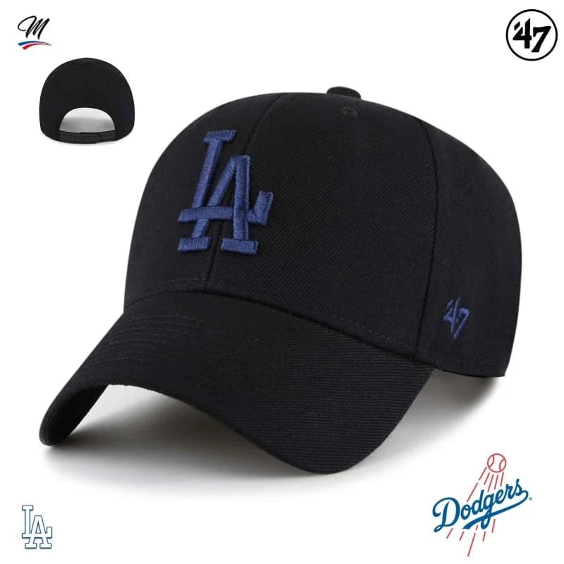 '47 Brand - Casquette MLB Los Angeles Dodgers MVP Snapback Noir Taille Unique Noir Logo Bleu Marine