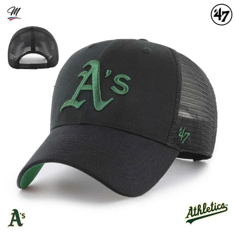 '47 Brand - Casquette Trucker MLB Oakland Athletics "Ballpark Mesh MVP" Taille Unique Noir Logo Vert