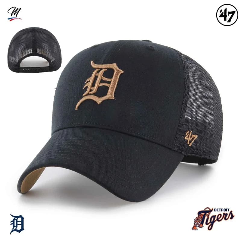 '47 Brand - Casquette Trucker MLB Detroit Tigers "Ballpark Mesh MVP" Taille Unique Noir Logo Marron
