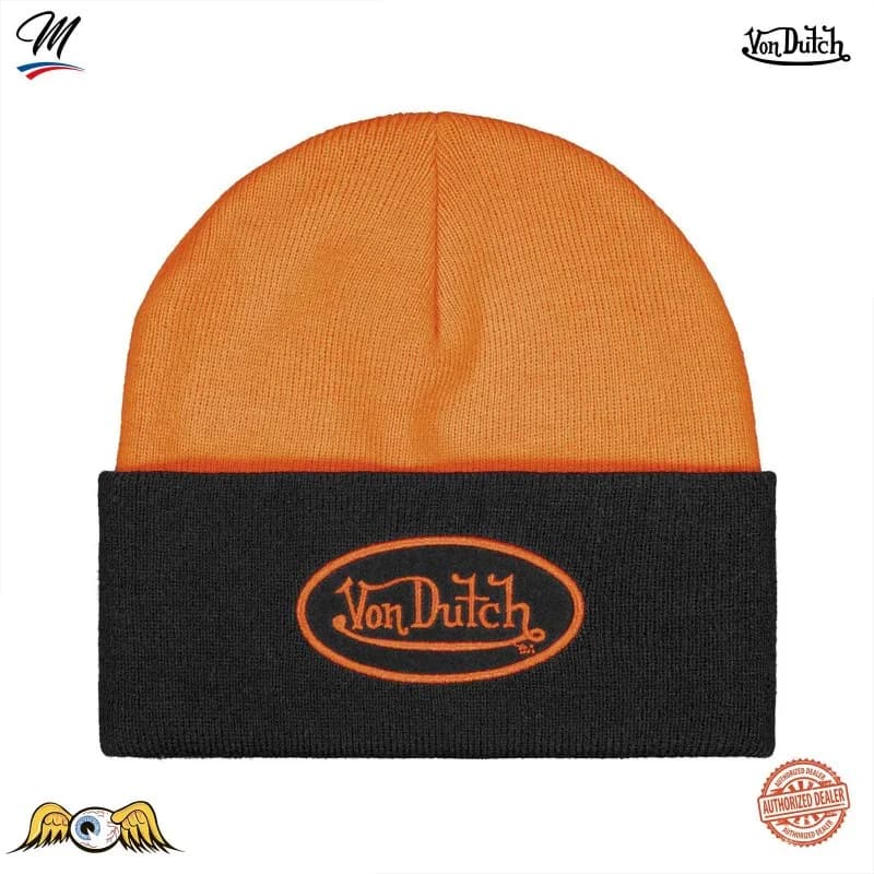 Von Dutch - Bonnet Jersey avec badge feutrine Orange Taille Unique