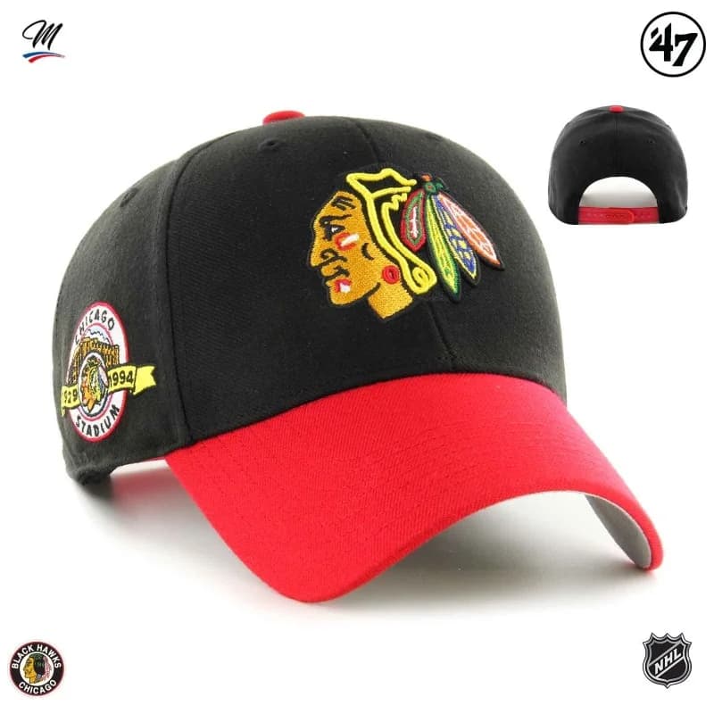 '47 Brand - Casquette NHL Chicago Blackhawks "Sure Shot Stadium MVP" Noir et Rouge Taille Unique