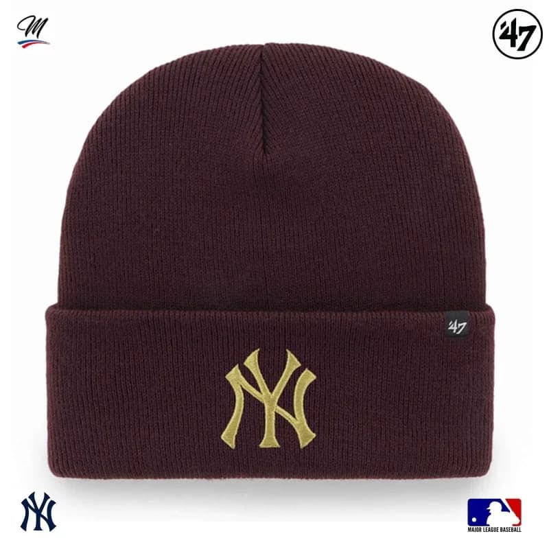 '47 Brand - Bonnet MLB New York Yankees Haymaker Metallic Bordeaux Taille Unique