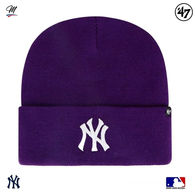 '47 Brand - Bonnet MLB New York Yankees Haymaker Violet Taille Unique Grape Logo Blanc