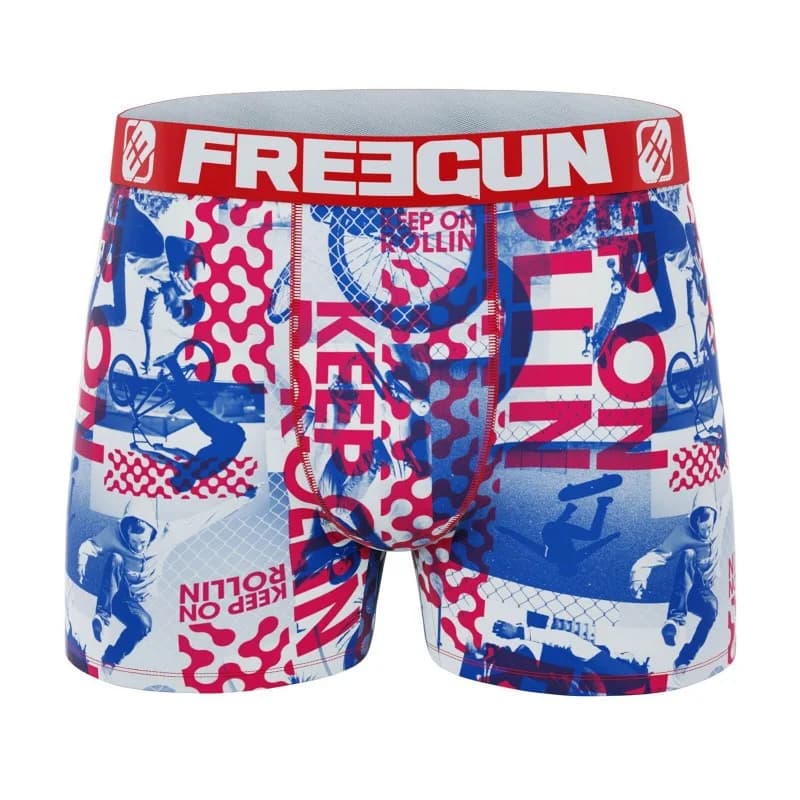 Freegun - Boxer Homme Premium "BMX Edition" S Bleu Blanc Rouge