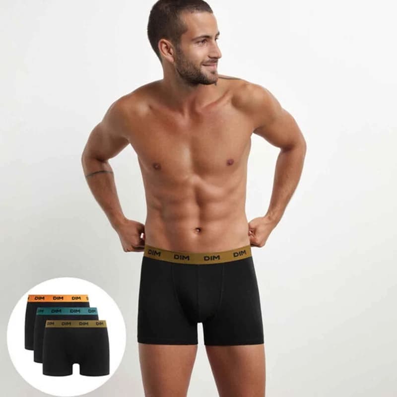 Dim - Lot de 3 Boxers Homme Mix & Colors S Citrouille/Persan/Café