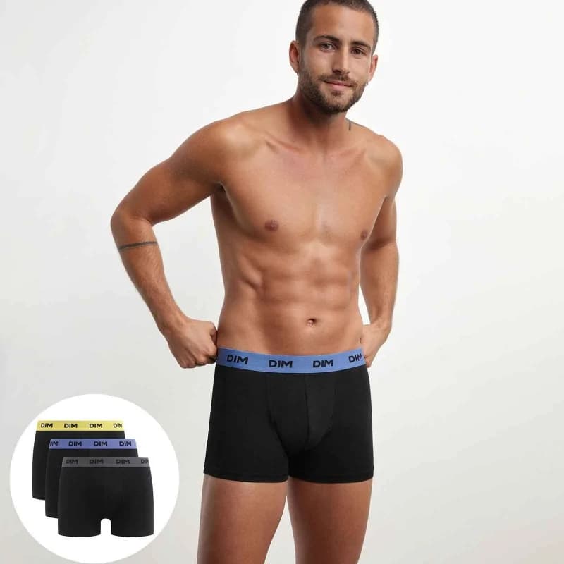 Dim - Lot de 3 Boxers Homme Mix & Colors XXL Mimosa/Lilas/Béton