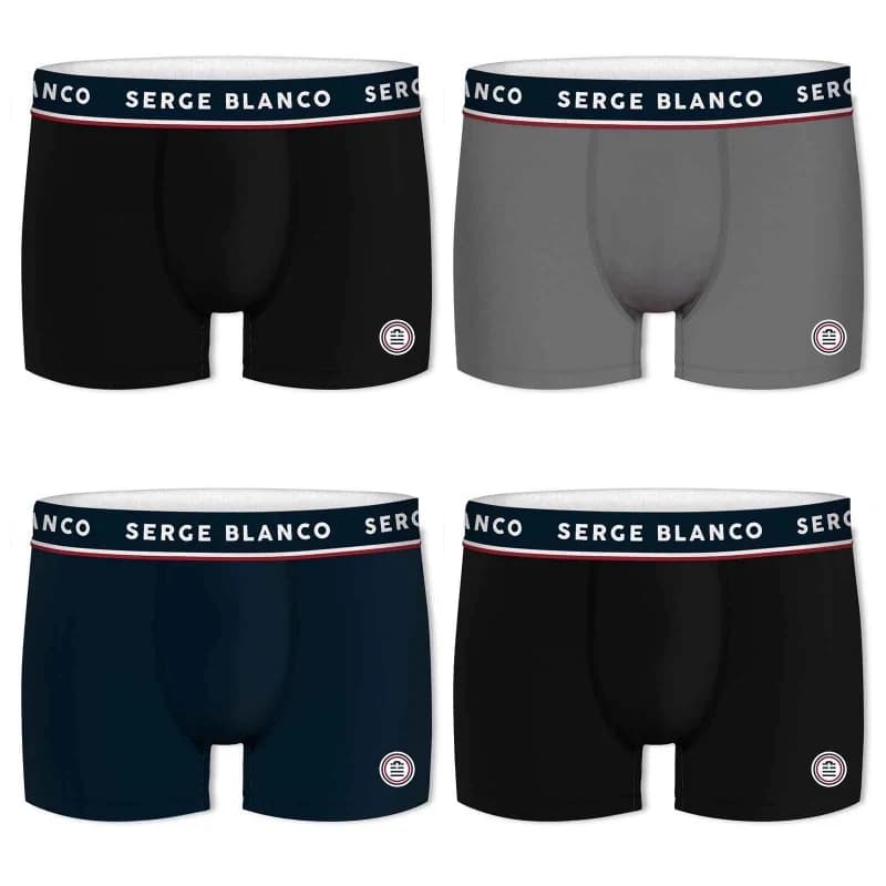 Serge Blanco - Lot de 4 Boxers Homme en Coton M Multicouleur