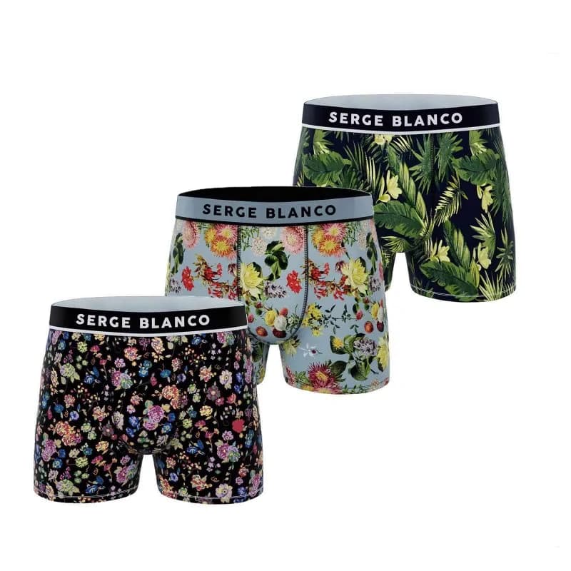 Serge Blanco - Lot de 3 Boxers Homme Microfibre XL Vert