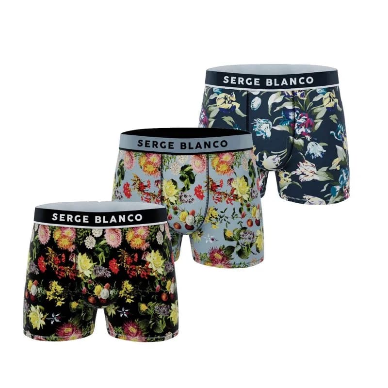 Serge Blanco - Lot de 3 Boxers Homme Microfibre M Noir