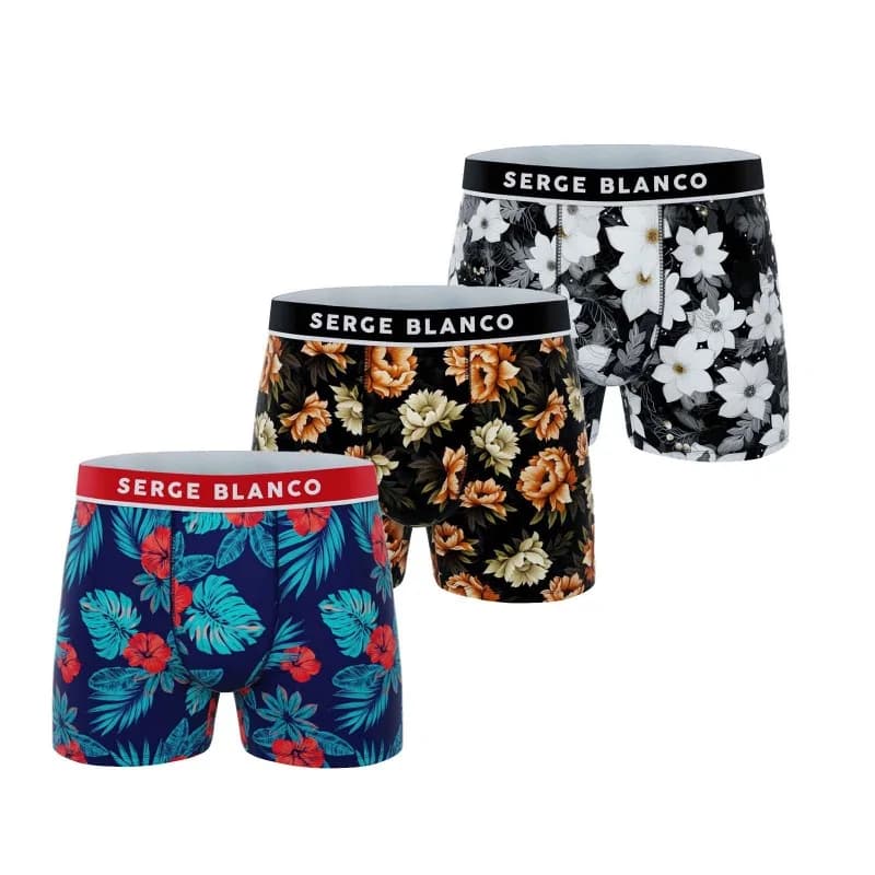 Serge Blanco - Lot de 3 Boxers Homme Microfibre M Rouge