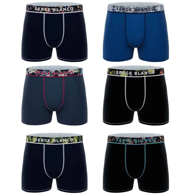 Serge Blanco - Lot de 6 Boxers Homme en Coton L Multicouleur
