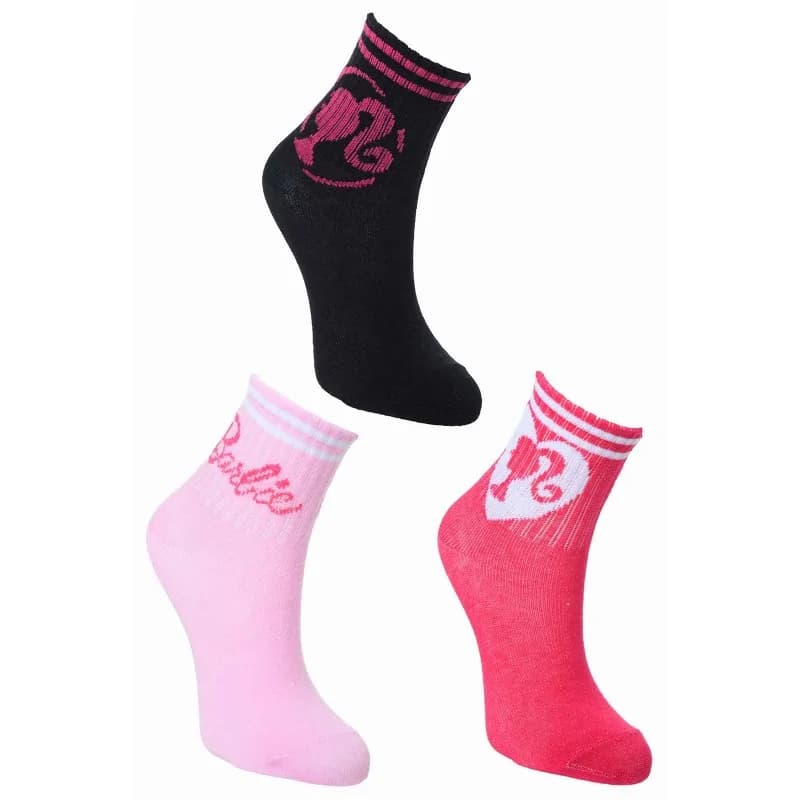 French Market - Lot de 3 Paires de Chaussettes Fille "Barbie" Noir 23-26