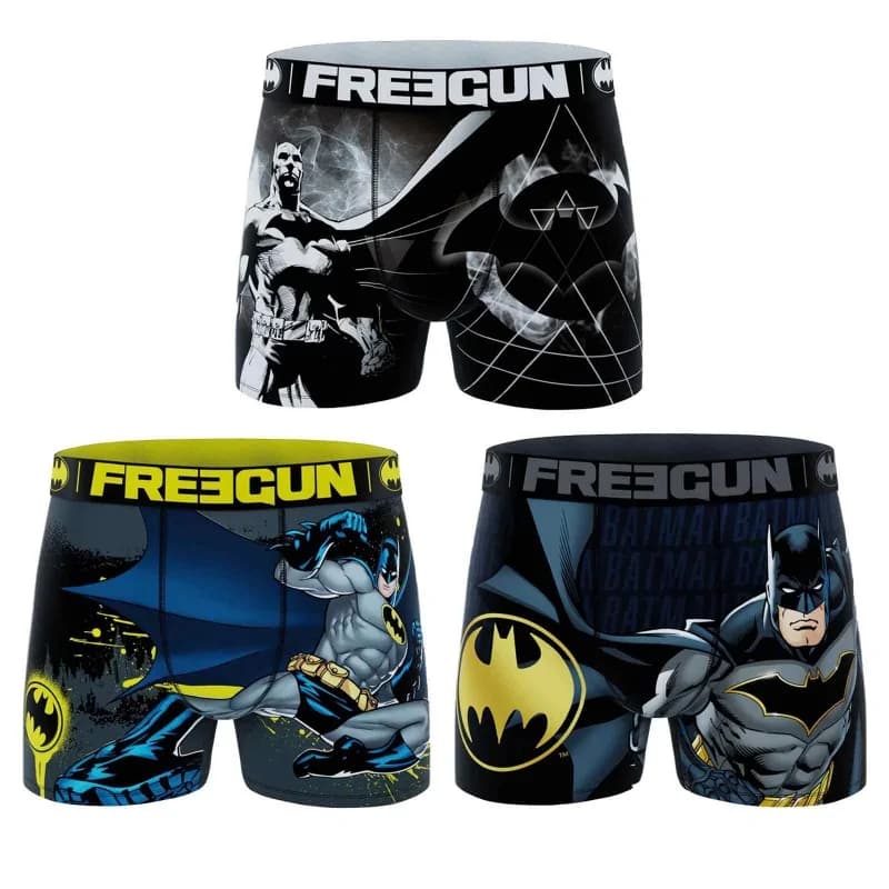 Freegun - Lot de 3 Boxers Homme DC Comics Batman "Dark Night" XXL Noir