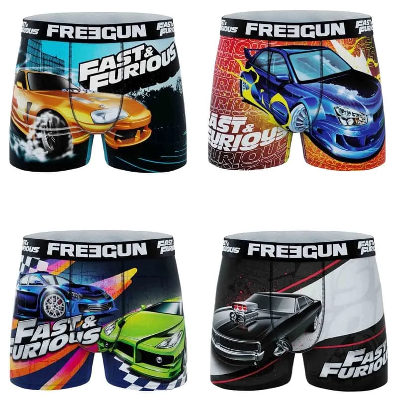 Freegun - Lot de 4 Boxers Homme Microfibre "Fast & Furious" XL Multicouleur