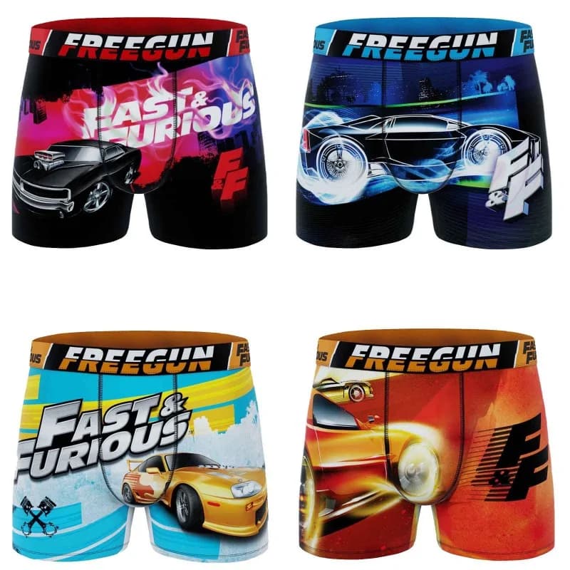 Freegun - Lot de 4 Boxers Homme Microfibre "Fast & Furious" M Rouge