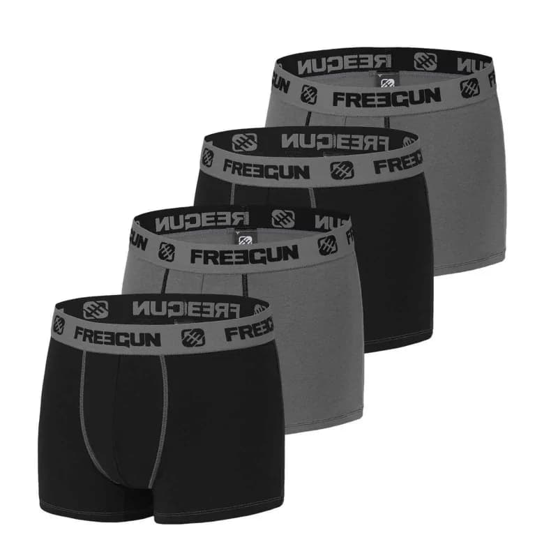 Freegun - Lot de 4 Boxers Garçon Coton 14-16 ans Noir et Gris