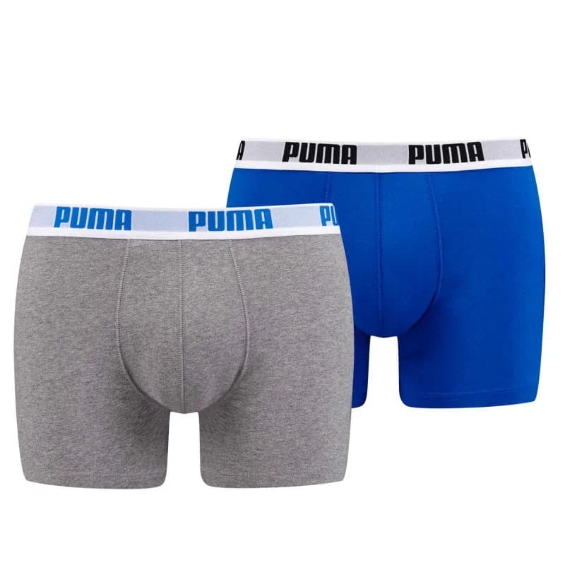 PUMA - Lot de 2 Boxers Homme Coton "BASIC Soft Touch" M Basic 417 Blue/Grey