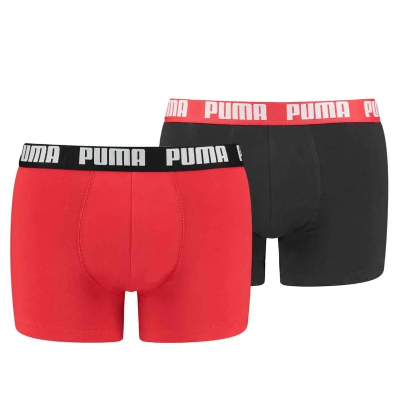 PUMA - Lot de 2 Boxers Homme Coton "BASIC Soft Touch" XXL Basic 786 Red Black
