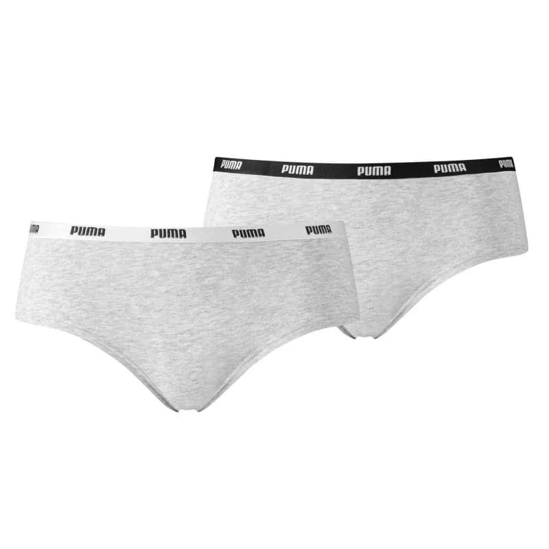 PUMA - Culottes Hipsters Femme Coton Pack de 2 L Gris