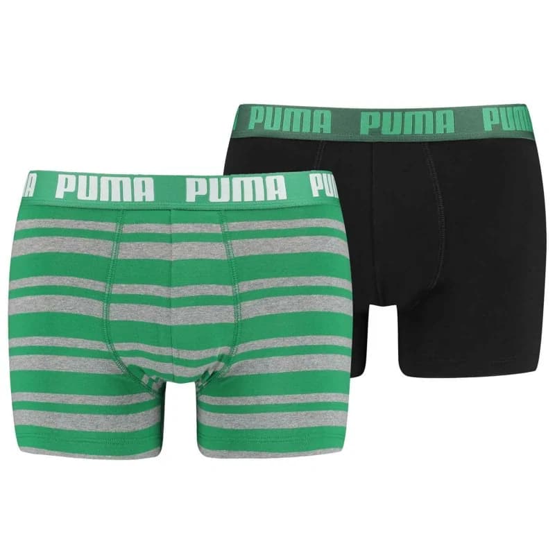 PUMA - Lot de 2 Boxers Homme Coton "Heritage Stripe" S Stripe Vert