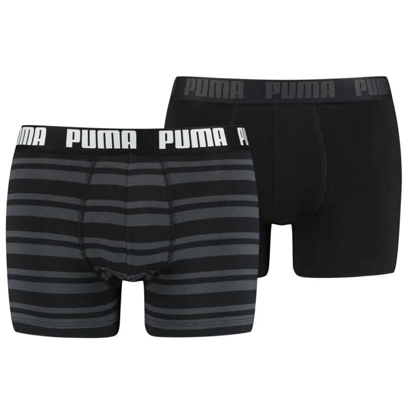 PUMA - Lot de 2 Boxers Homme Coton "Heritage Stripe" L Stripe Black