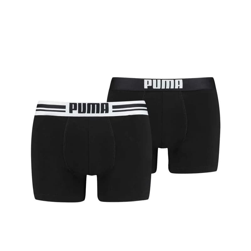 PUMA - Lot de 2 Boxers Homme Coton "Placed Logo" M Placed Logo Noir