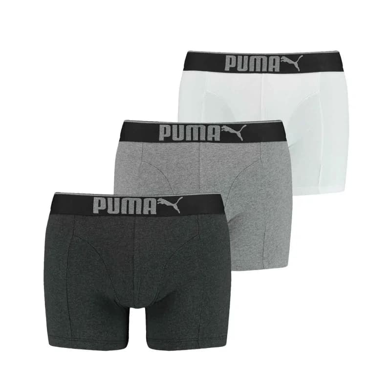 PUMA - Lot de 3 Boxers Homme Coton "Suedé Lifestyle" L Sueded Blanc Gris