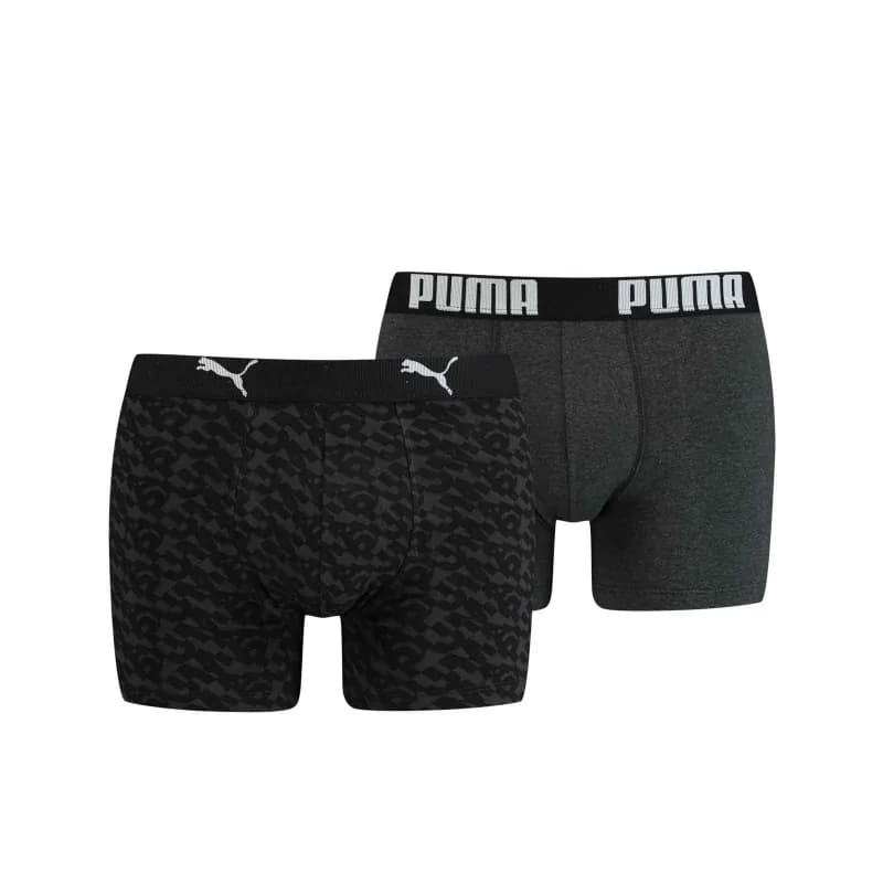 PUMA - Lot de 2 Boxers Homme Coton "Logo AOP" S Logo AOP Noir