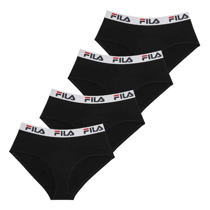 Fila - Lot de 4 Culottes Femme en Coton M Noir