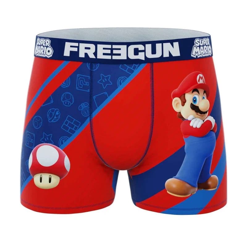 Freegun - Boxer Homme Microfibre Super Mario Bros S Rouge