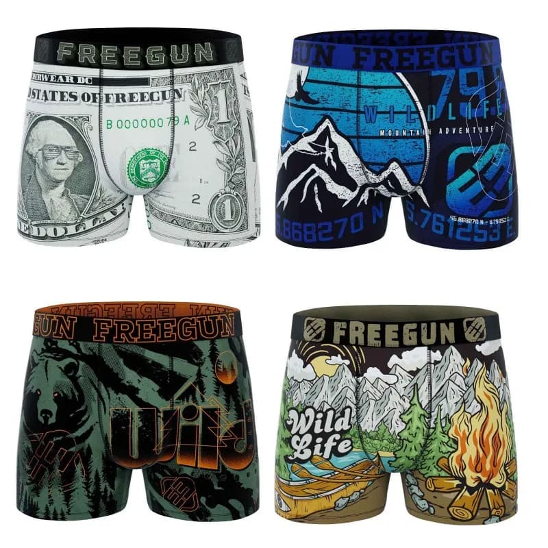 Freegun - Lot de 4 Boxers Garçon Sport & Life Rouge 6-8 ans