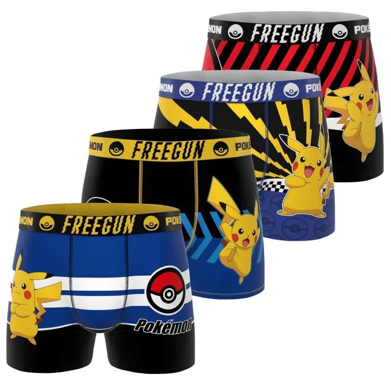 Freegun - Lot de 4 Boxers Garçon Pokemon Pikachu 8-10 ans Multicouleur