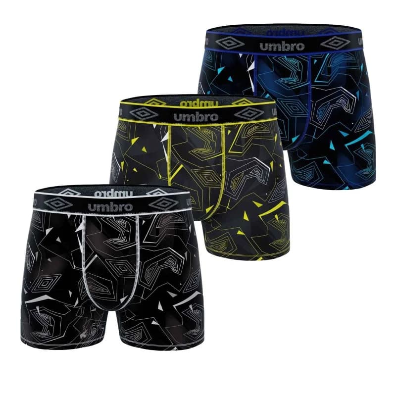 Umbro - Lot de 3 Boxers Homme Microfibre Sport S Noir