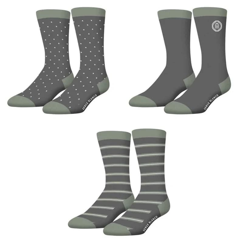 Serge Blanco - Lot de 3 paires de Chaussettes Homme en Coton "Rugby Square" Vert 43-46