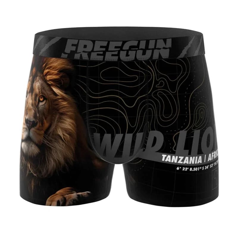 Freegun - Boxer Homme Microfibre "Lion" M Gris