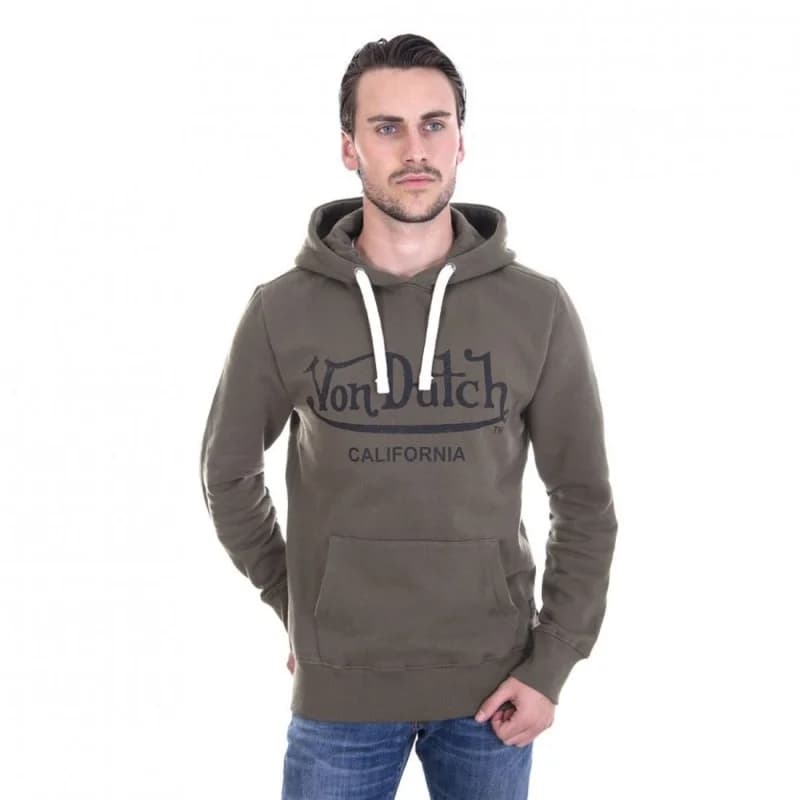 Von Dutch - Sweat Capuche Hoodie Kaki Logo Noir S Multicouleur