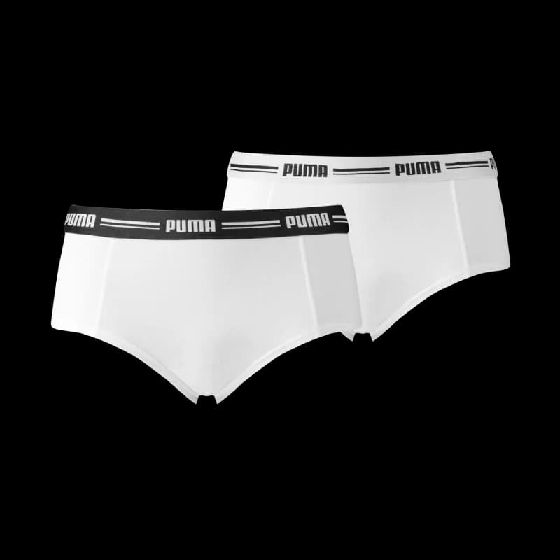 PUMA - Boxers Mini Short Femme Coton Pack de 2 XL Blanc
